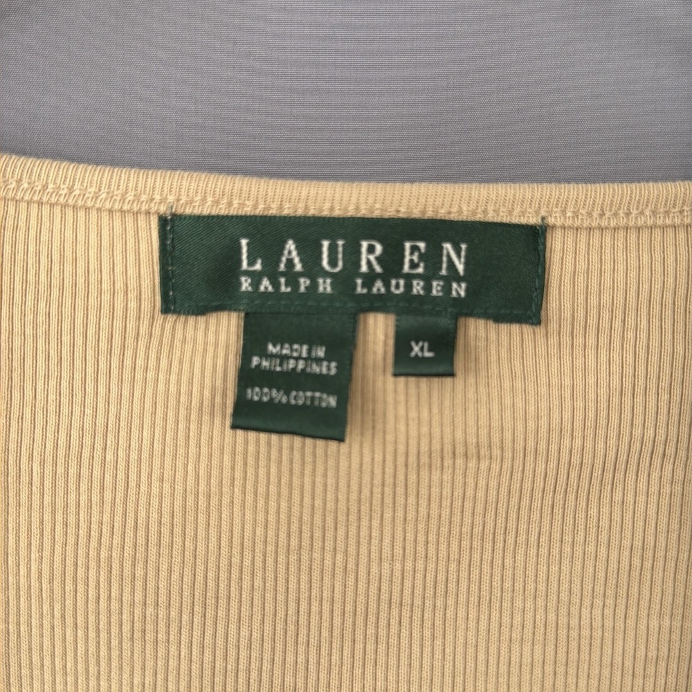 Lauren Ralph Lauren Top Womens XL Cotton Y2K Crochet Ribbed Knit 90s Basic - Picture 3 of 6